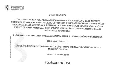 Comunicado Unidad de Trabajo Social de Conquista.