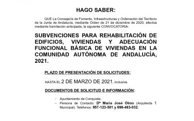 NOTA INFORMATIVA Programa Rehabilitación y Adecuación de Viviendas de la Junta de Andalucía.