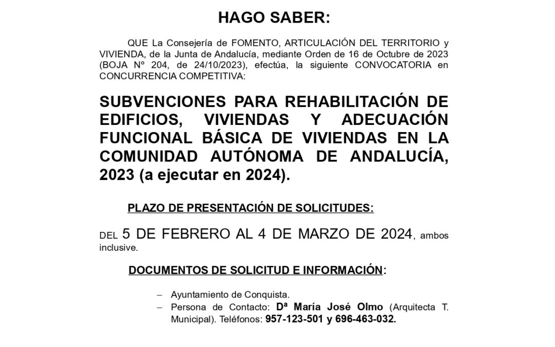 Nota Informativa SUBVENCIONES ADEC. FUNCIONAL BÁSICA VIVIENDAS.