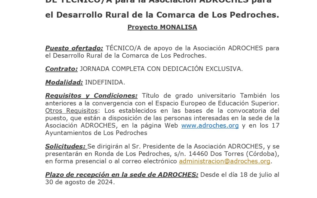 ANUNCIO_Oferta_empleo_Técnico_MONALISA_ADROCHES